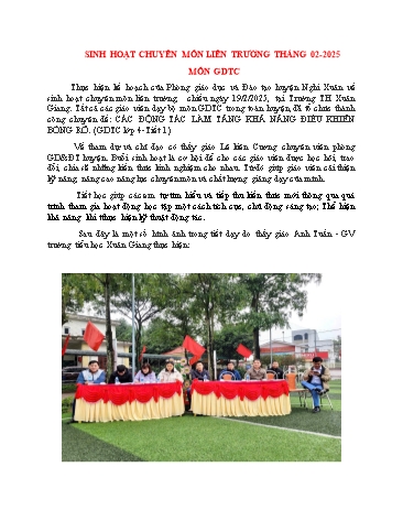 Tài liệu Sinh hoạt chuyên môn liên trường tháng 02-2025 môn Giáo dục thể chất